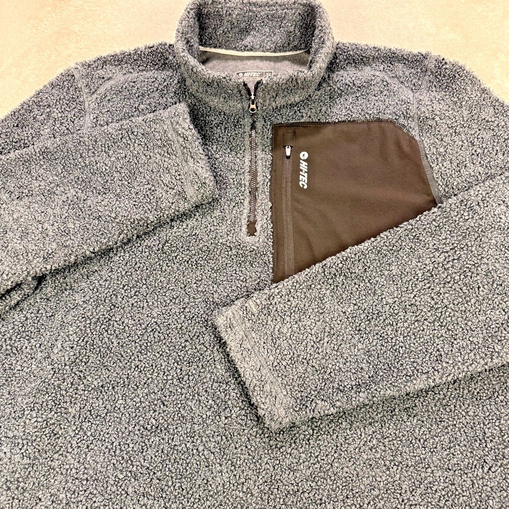 Hi-Tec 1/4 Zip‎ Pullover Men XL Slate Blue LS Fleece Tech Pocket Golf